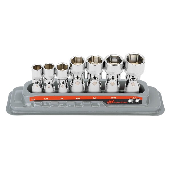 7 Piece 6 Pt SAE Universal Joint Socket Set